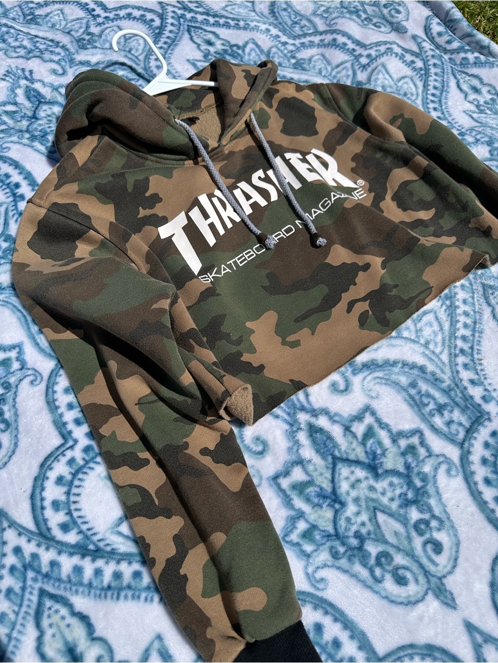 Thrasher Camo Hooded Pullover with Black Spade Tag